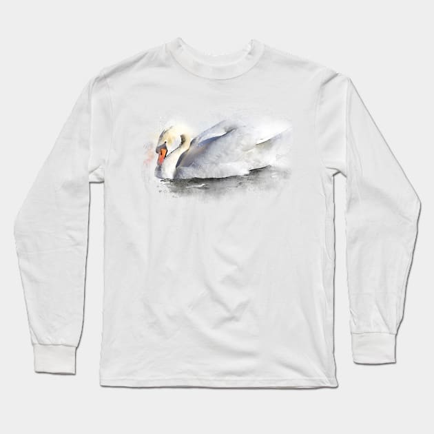 MUTE SWAN PAINTING Long Sleeve T-Shirt by AmrQadi